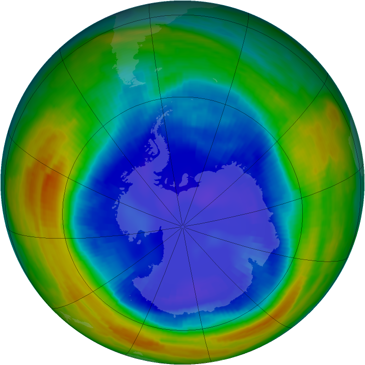 Antarctic ozone map for 26 August 1996